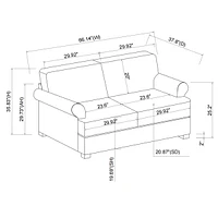 Sugift 66" White Sofa Couch 2 Seater Fabric Loveseat for Living Room