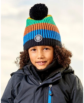 Deux par Deux Boy Knit Hat Multicolor With Black Pompom - Toddler|Child