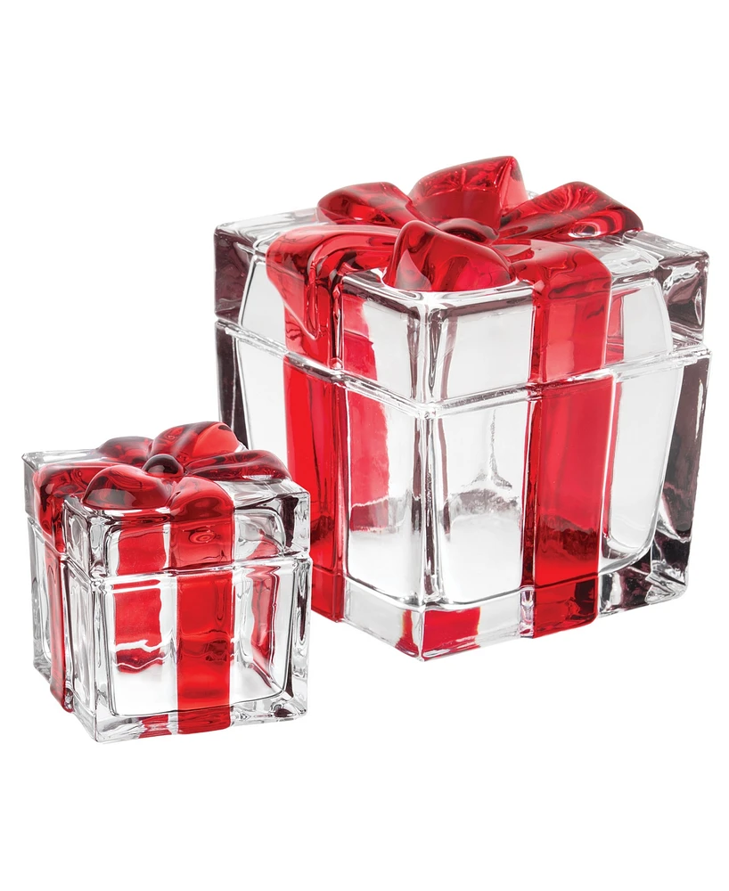 Godinger Small and Large Red Present Boxes, Set of 2