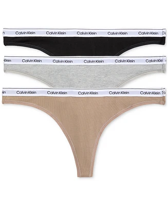 Calvin Klein Women's 3-Pk. Modern Logo Low-Rise Thong Underwear QD5209