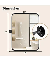 Sugift 30 x 22 Inch Black Metal Framed Pivot Rectangle Wall-Mounted Mirror