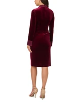 Adrianna Papell Women's Velvet Twist-Front Tuxedo Dress