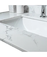 Streamdale Furniture 37 Inch Bathroom Vanity Top Stone Carrara New Style Tops With Rectangle Undermount