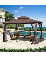 13 X 10 Outdoor Patio Gazebo Canopy Tent With Ventilated Double Roof And Mosquito Net