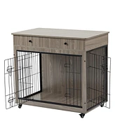 Streamdale Furniture Industrial Style Dog Crate with Storage Drawer