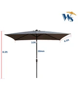 Streamdale Furniture 10 X 6.5FT Rectangular Patio Solar Led Lighted Outdoor Umbrellas With Crank And Push Button