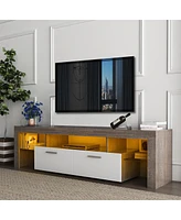 Streamdale Furniture 20 Minutes Quick Assembly Brown Simple Modern Tv Cabinet Floor Cabinet Floor Tv Wall Cabinet