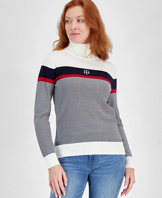 Tommy Hilfiger Women's Logo-Stripe Turtleneck Sweater