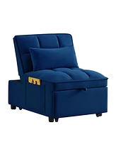 4-in-1 Sofa Bed with Adjustable Backrest, Storage, and Pillows