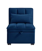 4-in-1 Sofa Bed with Adjustable Backrest, Storage, and Pillows