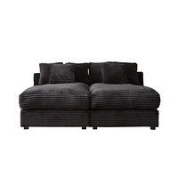 Elegant Corduroy Sofa Bed with Square Arms and Plush Cushion