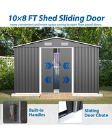 Streamdale Furniture 10x8FT Outdoor Storage Shed with Metal Base & Lockable Doors