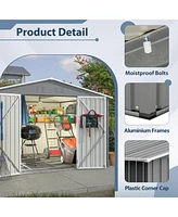 10x8FT All-Weather Metal Storage Shed with Lockable Doors