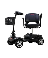 Simplie Fun Compact Travel Mobility Scooter: 300W Motor, 300lbs Capacity, Gloss Black