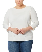 Melissa Paige Plus Size Button-Cuff Ribbed Sweater