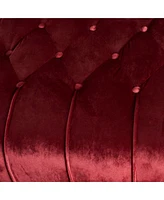 Luxurious Garnet Velvet Upholstered Chaise Lounge
