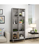 Simplie Fun Stylish Faux Wood Bookcase with Grey Oak Finish