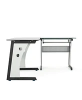 Streamdale Furniture Modern Glass and Iron Multitasking Office Desk