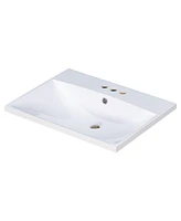 24" Ceramic Vanity Top, White Basin, 3-Faucet Holes