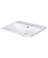 Streamdale Furniture 24" Ceramic Vanity Top, White Basin, 3-Faucet Holes