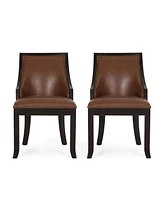 Simplie Fun Elegant Cognac Brown Dining Chairs Modern Curves, Easy Assembly