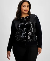 Jm Collection Plus Sequined Cardigan, Created for Macy's