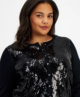 Jm Collection Plus Sequined Cardigan, Created for Macy's