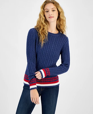 Tommy Hilfiger Women's Cable-Knit Crewneck Sweater