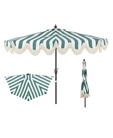 Jonathan Y 9ft Half Market Umbrella, Scalloped Fringe, Crank, Button Tilt, Uv Protection