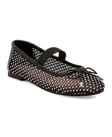 Mia Women's Unica Mary-Jane Rhinestone Mesh Flats