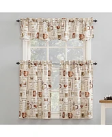Bristol Coffee Shop Semi-Sheer Rod Pocket Kitchen Curtain Valance and Tiers Set