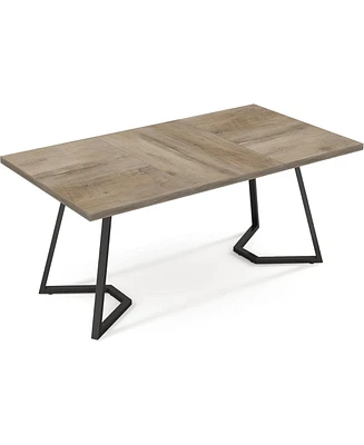 Tribesigns YFme Office Computer Desk: 55 Inches Grey Industrial Desk with Metal Legs, Wooden Study Writing Table for Small Spaces, Simple Des