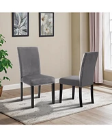 Streamdale Furniture Contemporary Velvet Dining Chair with Nailhead Trim, Set of 2, Gray