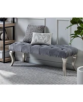 Simplie Fun Maxem Tufted Fabric Upholstered Bench Nailhead Trim , Gray