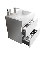 Alice24-201 White Bathroom Vanity with Large Storage