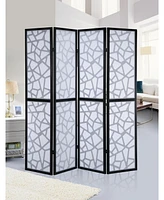 Simplie Fun Giyano 4 Panel Screen Room Divider, Black