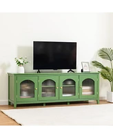 Streamdale Furniture Stylish 71-Inch Tv Stand with Antique Green Glass Door