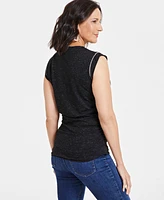 I.n.c. International Concepts Women's Ruched-Side Embellished Tee, Created for Macy's