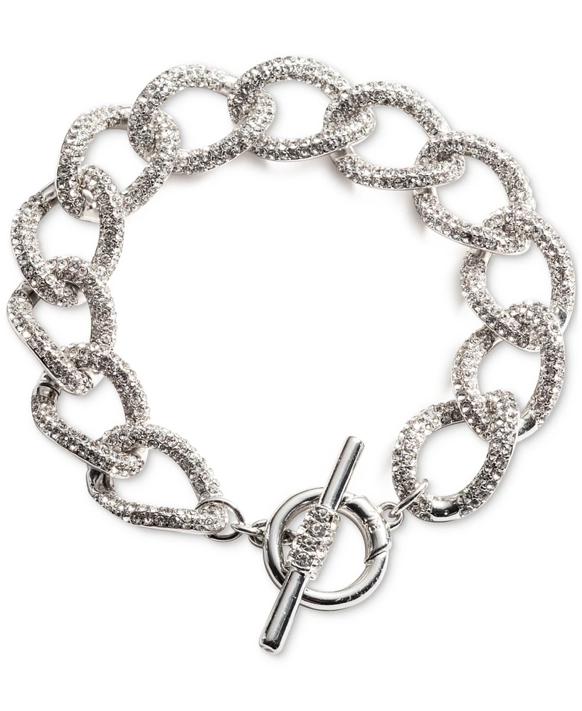 Lauren Ralph Lauren Silver-Tone Pave Curb Chain Flex Bracelet