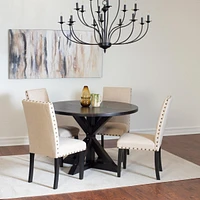 5-piece Dining Set, Cross-Buck Dining Table with 4 Stylish Chairs