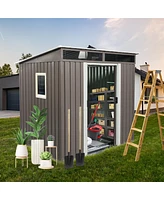 Streamdale Furniture 6FT X 5FT Outdoor Metal Storage Shed With Window Transparent Plate