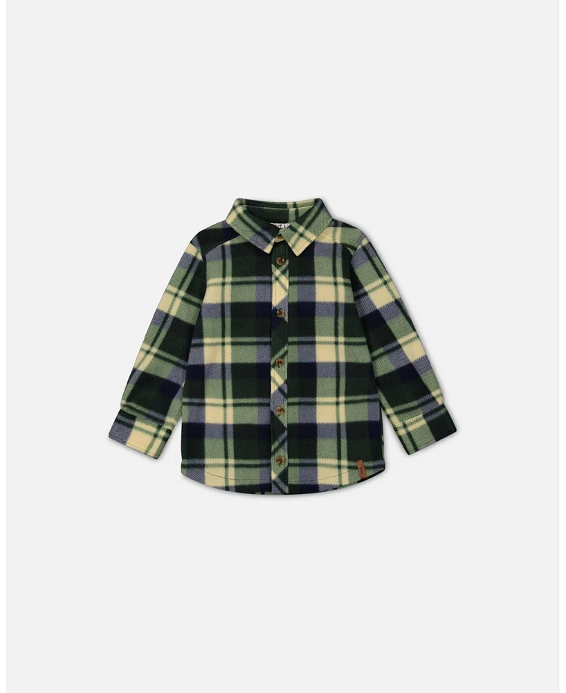 Deux par Toddler Boys Polar Fleece Shirt Plaid Green - Toddler|Child