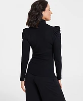 I.n.c. International Concepts Women's Mock-Neck Puff-Sleeve Top, Created for Macy's