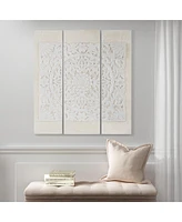 Streamdale Furniture White Mandala Triptych 3-Piece Dimensional Resin Canvas Wall Art Set