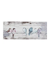 Streamdale Furniture Perched Birds Hand Painted Wood Plank Panel Wall Decor