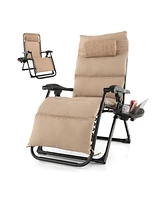 Skonyon Adjustable Metal Zero Gravity Lounge Chair with Removable Cushion and Cup Holder Tray