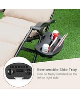 Skonyon Adjustable Metal Zero Gravity Lounge Chair with Removable Cushion and Cup Holder Tray