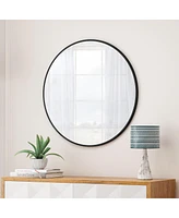 Streamdale Furniture 48" Wall Mounted Black Circular Mirror, For Bathroom, Living Room, Bedroom Wall Decor