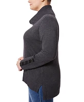 Melissa Paige Plus Size Contrast-Cuff Cowlneck Sweater