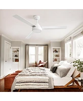 Sofucor 52'' White Standard Ceiling Fan without Lights Remote Control